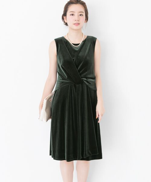 ＊＊URBAN RESEARCH / アーバンリサーチ ドレス | COUTURE MAISON　ベロアドレープワンピース（カーキ）