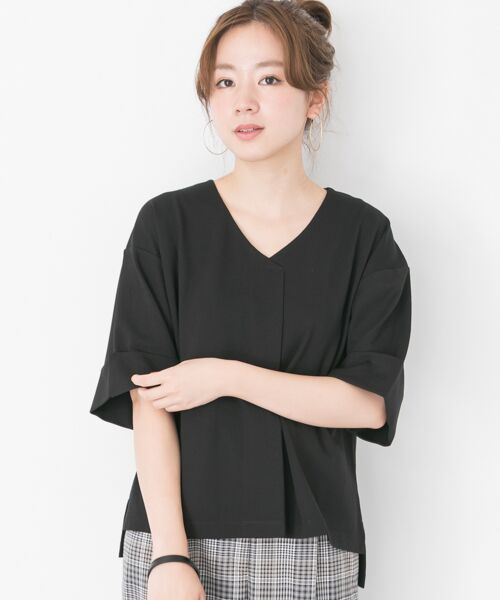 ＊＊URBAN RESEARCH / アーバンリサーチ Tシャツ | フロントタックトップス（ブラック）