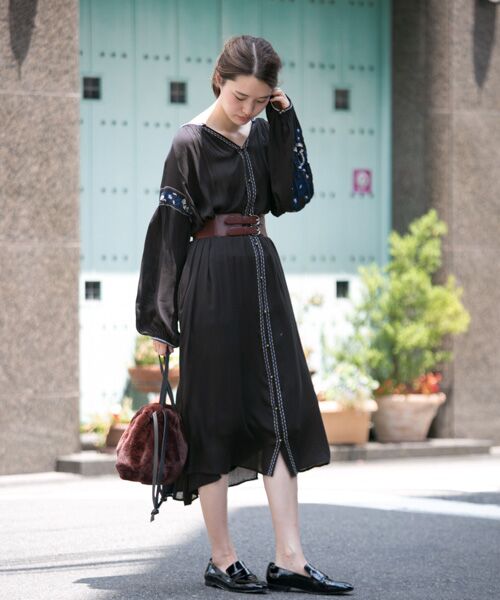 ＊＊URBAN RESEARCH / アーバンリサーチ ワンピース | 楊柳ボヘミアン刺繍ワンピース（BLACK）