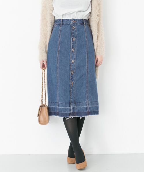 ＊＊URBAN RESEARCH / アーバンリサーチ スカート | フロントボタンデニムスカート（BLUE）