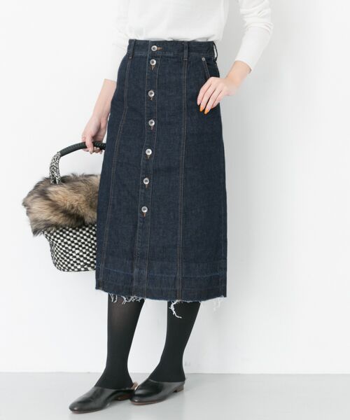 ＊＊URBAN RESEARCH / アーバンリサーチ スカート | フロントボタンデニムスカート（INDIGO）