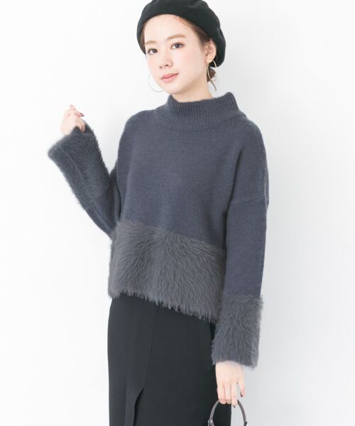 ＊＊URBAN RESEARCH / アーバンリサーチ ニット・セーター | フェザーヤーンボリュームニット（BLUEGRAY）