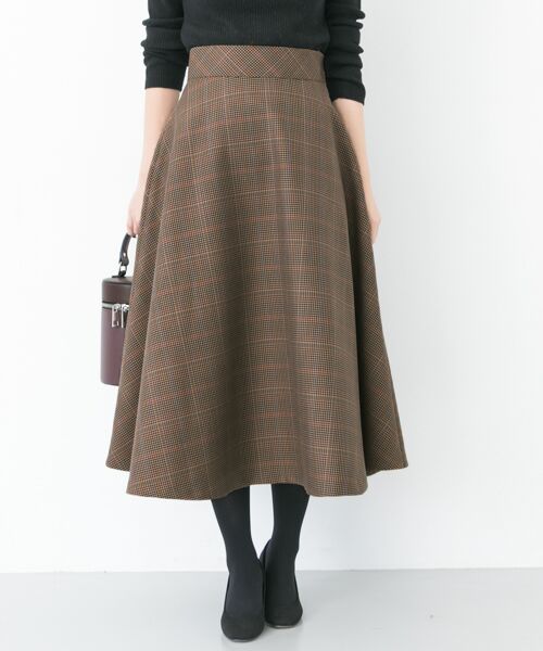 ＊＊URBAN RESEARCH / アーバンリサーチ スカート | チェックフレアースカート（BROWN）