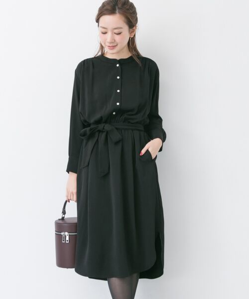 定価17,600円UCHINO×アーバンリサーチ　ガーゼカシュクールワンピース黒 セール】 カシュクールデザインボタンワンピース （ワンピース