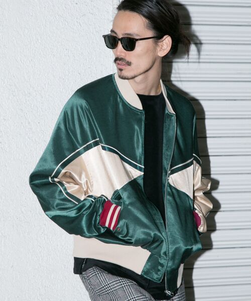 ＊＊URBAN RESEARCH / アーバンリサーチ ブルゾン | ローレン・サイ×URBAN RESEARCH iD　「the C」BIG SATINBLOUSON（GREEN）