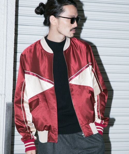 ＊＊URBAN RESEARCH / アーバンリサーチ ブルゾン | ローレン・サイ×URBAN RESEARCH iD　「the C」BIG SATINBLOUSON（WINE）