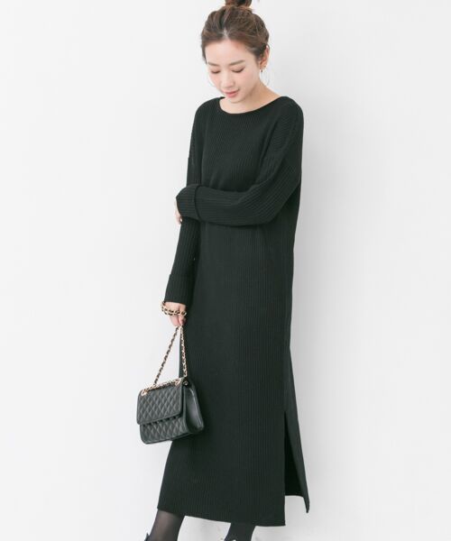 ＊＊URBAN RESEARCH / アーバンリサーチ ワンピース | リブニットロングワンピース（BLACK）