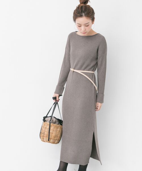 ＊＊URBAN RESEARCH / アーバンリサーチ ワンピース | リブニットロングワンピース（MOCHA）