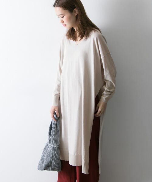 ＊＊URBAN RESEARCH / アーバンリサーチ チュニック | サイドスリットニットチュニック（L.BEIGE）