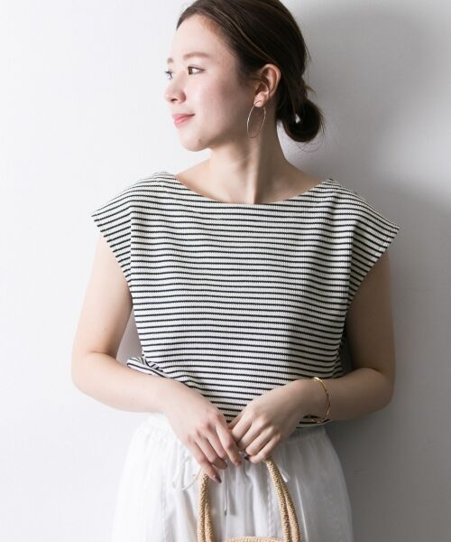 ＊＊URBAN RESEARCH / アーバンリサーチ Tシャツ | 機能素材サーマルボートネックカットソー（OFF×BLK）