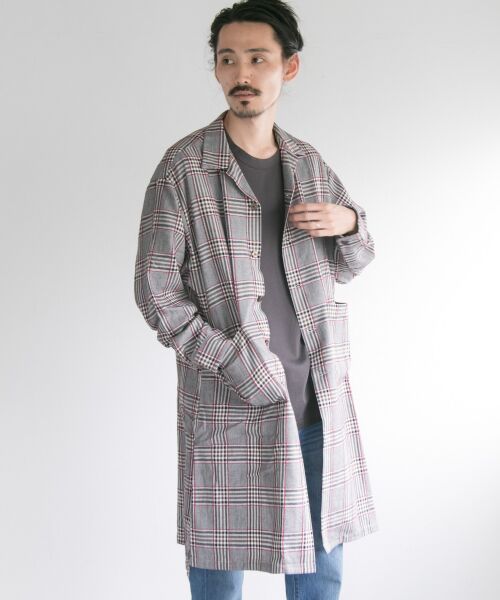 ＊＊URBAN RESEARCH / アーバンリサーチ その他アウター | チェックガウンシャツ（GRY/RED）