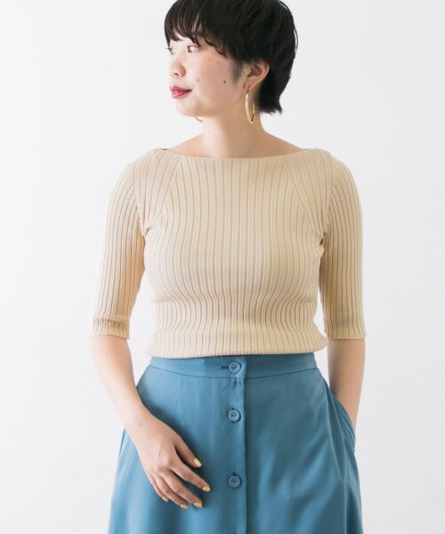 ＊＊URBAN RESEARCH / アーバンリサーチ ニット・セーター | ワイドリブニット(5分袖)（BEIGE）