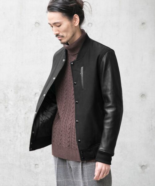 年末年始セール！【美品】URBAN RESEARCHメルトン/ラムレザスタジャン URBAN RESEARCH URiD アーバンリサーチ ラムレザー メルトン