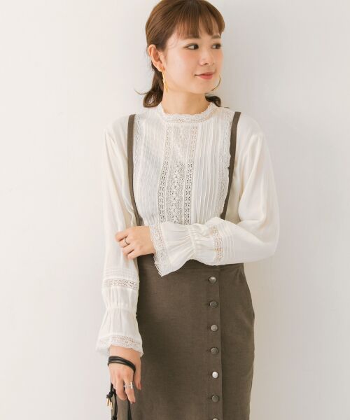 ＊＊URBAN RESEARCH / アーバンリサーチ シャツ・ブラウス | スタンドネックレース切替ブラウス（OFF）