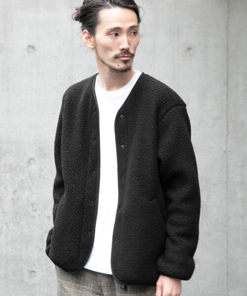 ＊＊URBAN RESEARCH / アーバンリサーチ その他アウター | POLARTECノーカラーカーディガン（BLACK）