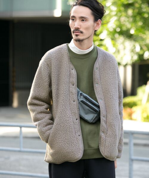 ＊＊URBAN RESEARCH / アーバンリサーチ その他アウター | POLARTECノーカラーカーディガン（GRAY）