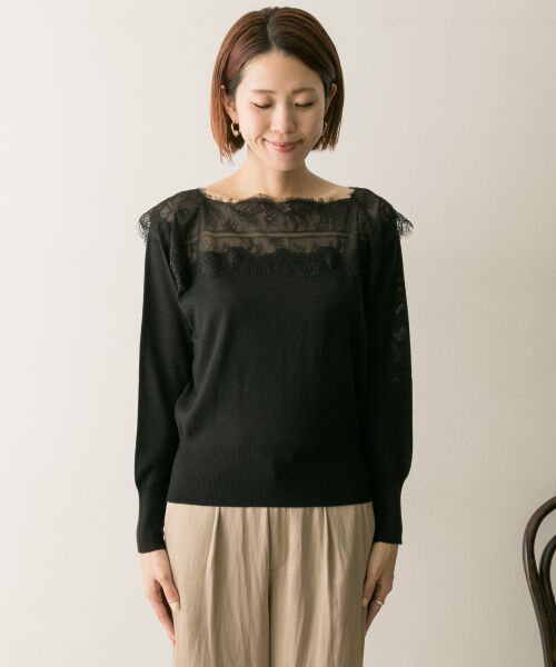 セルフォード レースニット セルフォード CELFORD レーストリムニットプルオーバー （BLK