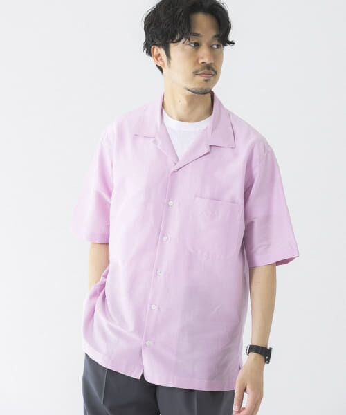 ＊＊URBAN RESEARCH / アーバンリサーチ シャツ・ブラウス | コットンシルクショートスリーブオープンカラーシャツ（SMOKE/PINK）
