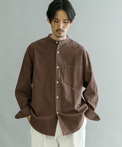 ＊＊URBAN RESEARCH / アーバンリサーチ シャツ・ブラウス | 『UR TECH』バンドカラーシャツ（BROWN）