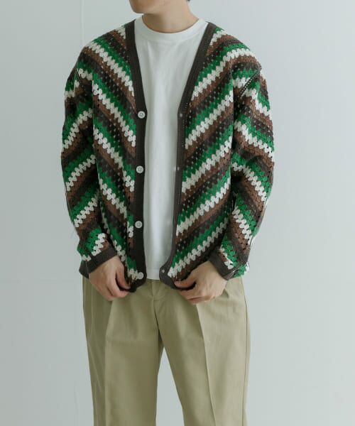 ＊＊URBAN RESEARCH / アーバンリサーチ カーディガン・ボレロ | URBAN RESEARCH iD　クロシェカーディガン（BROWN）