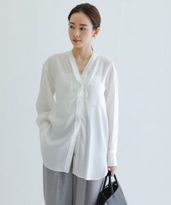 ブロードカラーレスブラウス