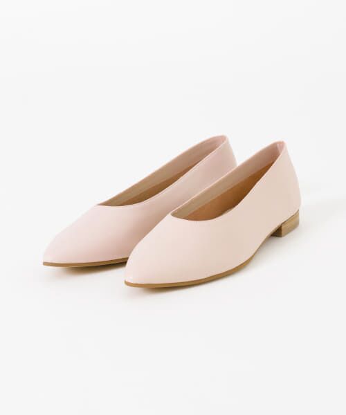 セール】 レザーポインテッドフラットシューズ （バレエシューズ