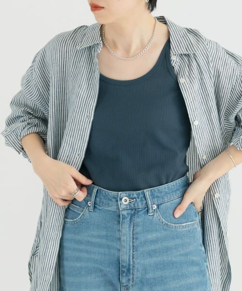 ＊＊URBAN RESEARCH / アーバンリサーチ タンクトップ | 『MADE IN JAPAN』リブタンクトップ（BLUE GRAY）