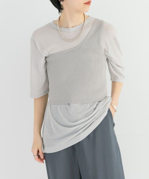 ＊＊URBAN RESEARCH / アーバンリサーチ ニット・セーター | ワンショルダーニットベスト（ICE GRAY）