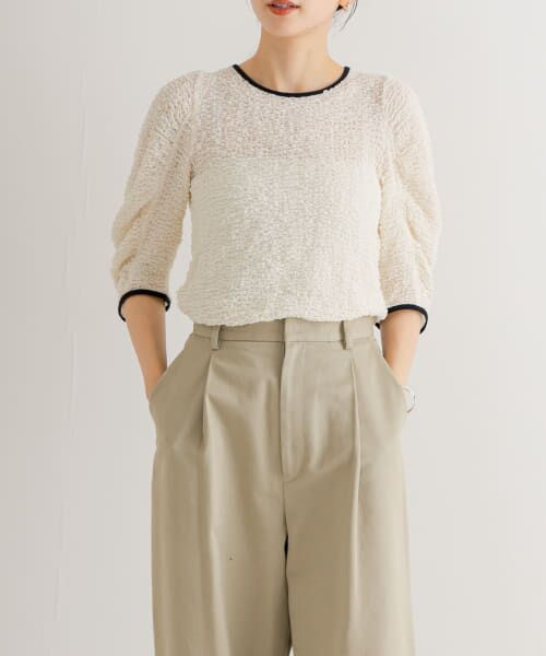 ＊＊URBAN RESEARCH / アーバンリサーチ Tシャツ | シャーリングハーフスリーブプルオーバー（ECRU）