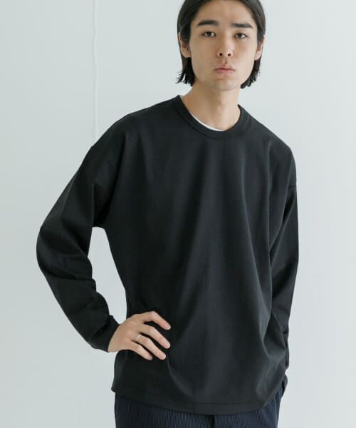 ＊＊URBAN RESEARCH / アーバンリサーチ Tシャツ | コットンナイロンスムージーロングスリーブ（BLACK）