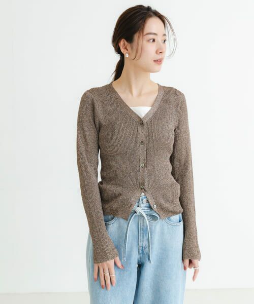 ＊＊URBAN RESEARCH / アーバンリサーチ カーディガン・ボレロ | ラメリブニットカーディガン（BRONZE）