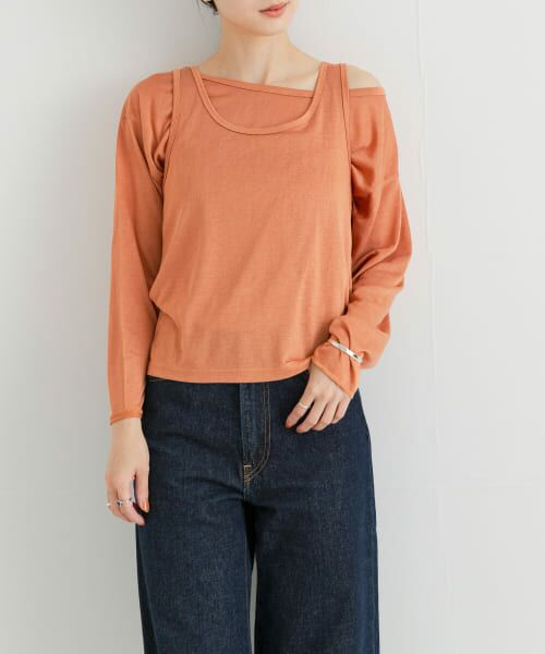 ＊＊URBAN RESEARCH / アーバンリサーチ Tシャツ | ルーズシアーカットソー（APRICOT）