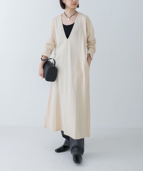 【セール中！】リネン100　Vネック　UNITEDARROWS　ロングワンピース セール中！】リネン100 Vネック UNITEDARROWS ロングワンピース