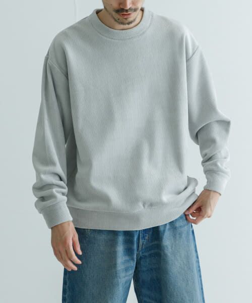 ＊＊URBAN RESEARCH / アーバンリサーチ Tシャツ | ニットコーデュロイクルーネック（ICE GRAY）