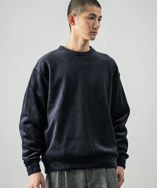 ＊＊URBAN RESEARCH / アーバンリサーチ Tシャツ | ニットコーデュロイクルーネック（NAVY）