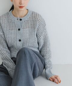 スパンコールメッシュニットカーディガン