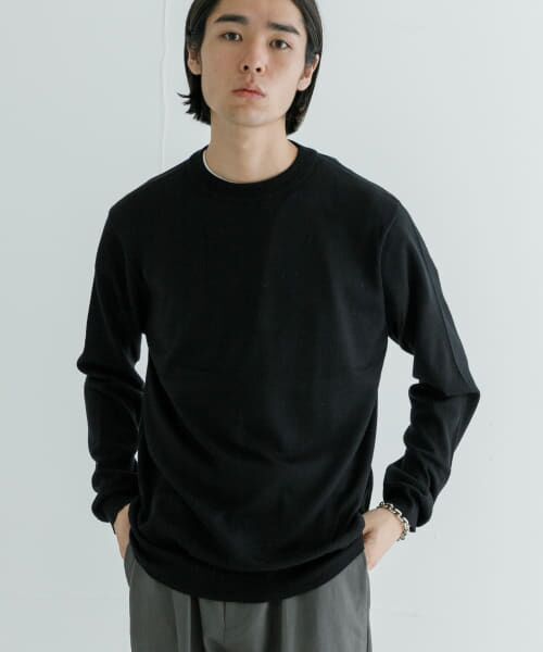 セール】 『洗濯可』WASHABLEウールハイゲージクルーネック