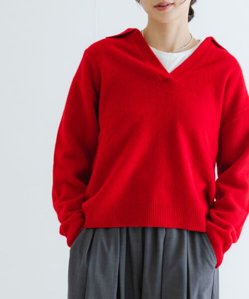 新品　Framework カシミヤ混ニットプルオーバー　レッド 新品 Framework カシミヤ混ニットプルオーバー レッド