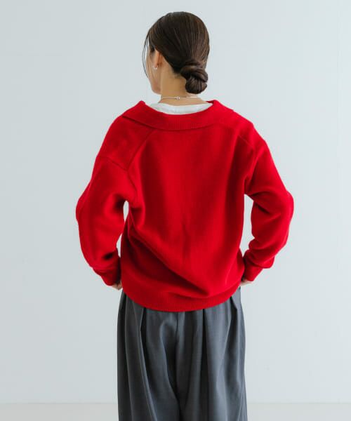 セール】 カシミヤ混強縮キーネックニットプルオーバー （ニット