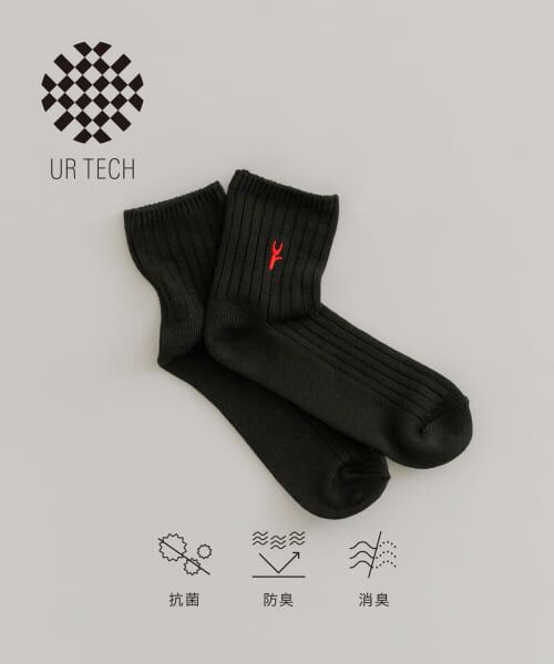 ＊＊URBAN RESEARCH / アーバンリサーチ ソックス | 『UR TECH』ワイドリブ刺しゅうソックス（BLK）