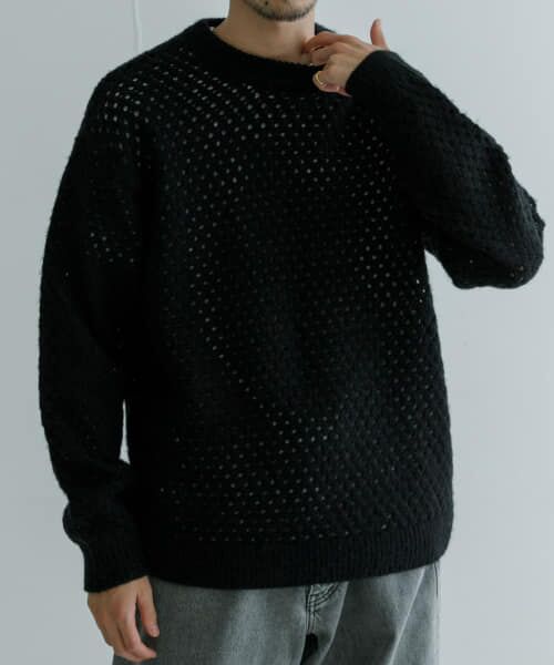 ＊＊URBAN RESEARCH / アーバンリサーチ ニット・セーター | ウールアクリルメッシュニット（BLACK）
