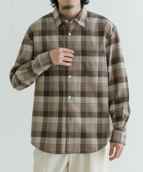 ＊＊URBAN RESEARCH / アーバンリサーチ シャツ・ブラウス | 『UR TECH』『蓄熱』起毛レギュラーシャツ（BEIGE CH）