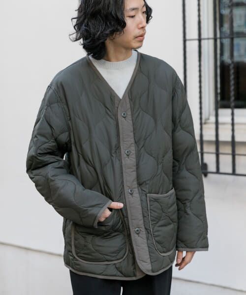 argue ノーカラー ダウン カーキ アーギュー argue ノーカラー ダウン カーキ アーギュー