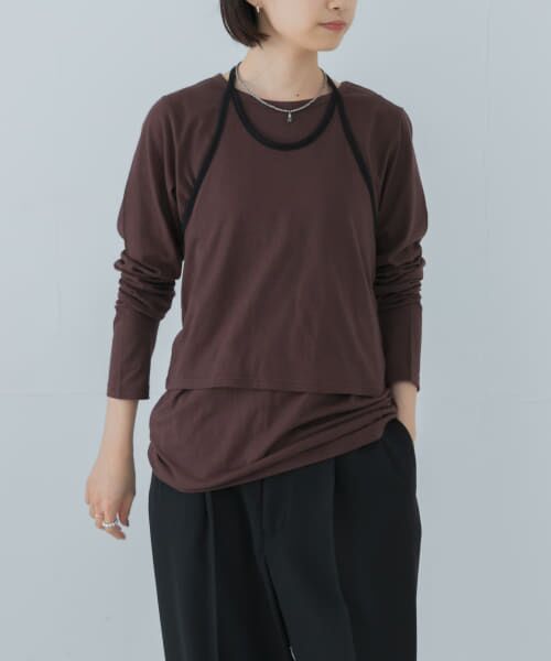 ＊＊URBAN RESEARCH / アーバンリサーチ Tシャツ | レイヤードデザインカットソー（BROWN）