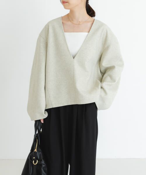 ＊＊URBAN RESEARCH / アーバンリサーチ Tシャツ | ウールライクVネックトップス（IVORY）