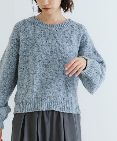 セール】 『WEB限定』カラーメランジエアリークルーネックニット