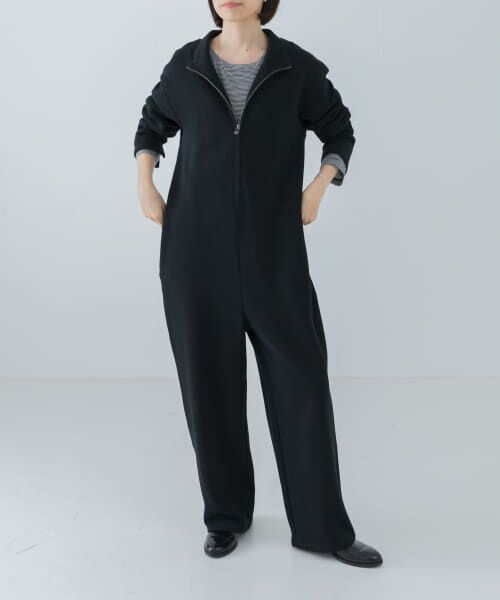 ＊＊URBAN RESEARCH / アーバンリサーチ サロペット・オールインワン | ハーフジップジャンプスーツ（BLACK）