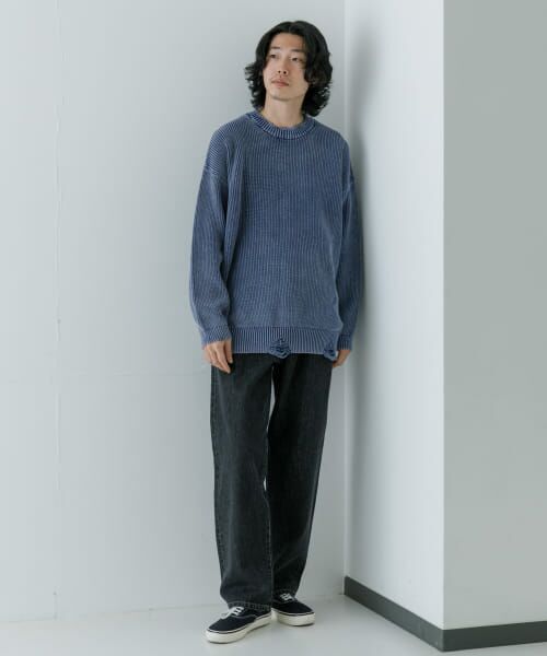 セール】 URBAN RESEARCH iD ストーンウォッシュダメージニット