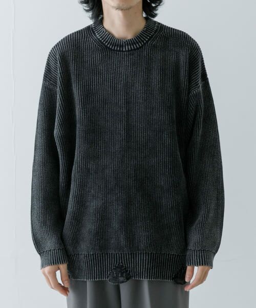セール】 URBAN RESEARCH iD ストーンウォッシュダメージニット