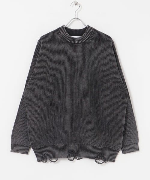 セール】 URBAN RESEARCH iD ストーンウォッシュダメージニット